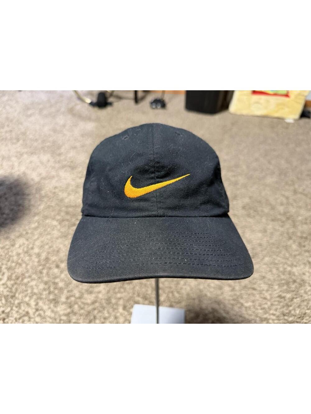 Vintage Nike Swoosh Faded Black Strap Hat 90s Cap White Tag